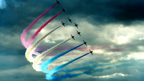 Airplane smoke colored clouds - smoke,